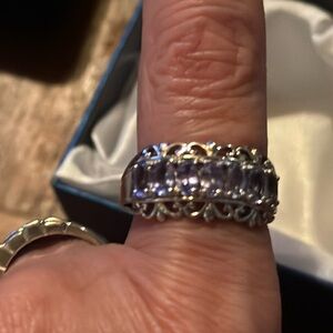 Tanzanite ring in princess cut in 925 sterling